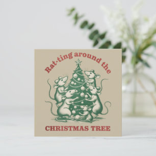 Cartes Pour Fêtes Annuelles Rat qui tourne autour de l'arbre de Noël Xmas drôl