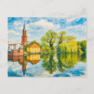 Cartes Pour Fêtes Annuelles Rathenow vue réfléchissante aquarelle havelland