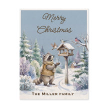 Raton Cozy & Oiseaux Forêt Enneigée Noël Personnal