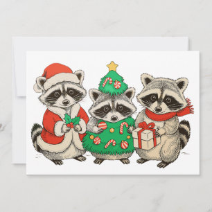 Cartes Pour Fêtes Annuelles Raton de Noël Chapeau de Père Noël Arbre Lumières