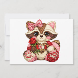 Cartes Pour Fêtes Annuelles Raton laveur au point confortable — AMOUR Rose, Câ