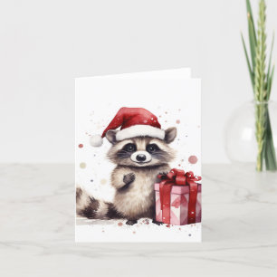 Cartes Pour Fêtes Annuelles Raton laveur des vacances de Noël
