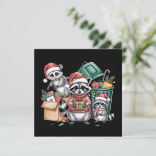 Cartes Pour Fêtes Annuelles Raton laveur drôle de Noël Opossum & chats de rue