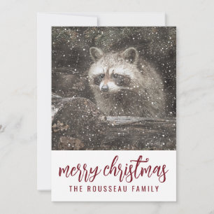 Cartes Pour Fêtes Annuelles Raton laveur en neige hivernale Noël vacances