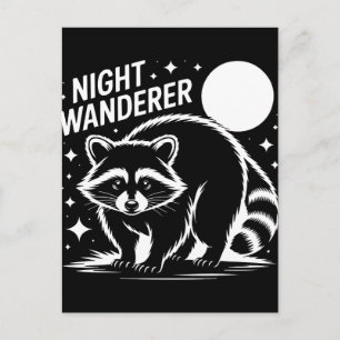 Cartes Pour Fêtes Annuelles Raton laveur nocturne errant sous la lumière de la
