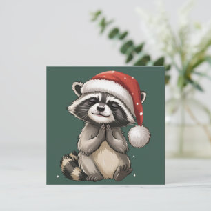 Cartes Pour Fêtes Annuelles Raton laveur Noël Animal Père Noël Chapeau Noël