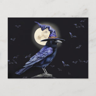 Cartes Pour Fêtes Annuelles Raven Halloween style d'art populaire
