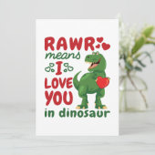 Cartes Pour Fêtes Annuelles Rawr signifie je t'aime en dinosaure (Debout devant)