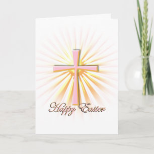 Cartes Pour Fêtes Annuelles Rayons de lumière de la Croix Religieuse