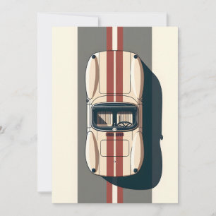 Cartes Pour Fêtes Annuelles Rayure de voiture de course rétro minimaliste