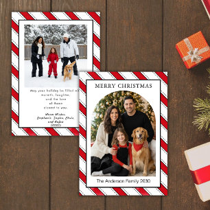 Cartes Pour Fêtes Annuelles Rayures de Canne à Sucre de Noël Arqué 2 Photos
