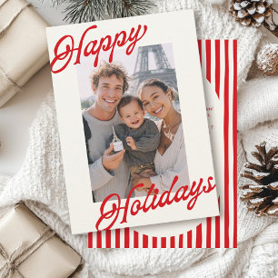 Cartes Pour Fêtes Annuelles Rayures Modernes Rouge Clair Minimaliste Joyeux