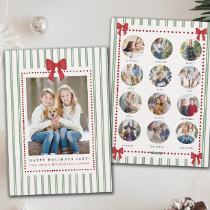 Cartes Pour Fêtes Annuelles Rayures Vert Rouge Noël Année Revue Photos