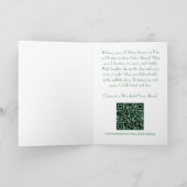 Cartes Pour Fêtes Annuelles Rayures verticales rouges rétro, fond vert, flocon (Intérieur)