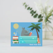 Cartes Pour Fêtes Annuelles Reading Rhino in the Pool Postcards (Debout devant)