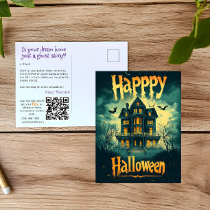 Cartes Pour Fêtes Annuelles Realtor Halloween Haunted House Publicité