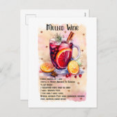 Cartes Pour Fêtes Annuelles Recette Festive Noël Mulled Vin (Devant / Derrière)