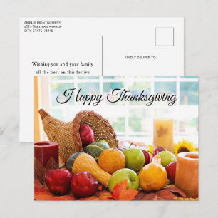 Cartes Pour Fêtes Annuelles Récolte classique de la table de Thanksgiving en c
