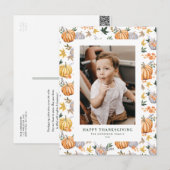 Cartes Pour Fêtes Annuelles Récolte d'automne Citrouille Photo Bonne Action de (Devant / Derrière)