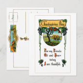 Cartes Pour Fêtes Annuelles Récolte de raisins et salutation d'action de grâce (Devant / Derrière)