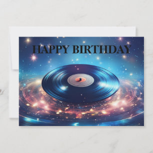 Cartes Pour Fêtes Annuelles record vinyle vintage avec étoiles