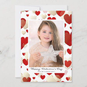 Cartes Pour Fêtes Annuelles Red and Gold Foil Hearts Motif Saint-Valentin