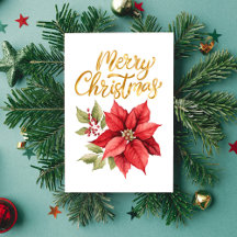 Red and Gold Simple Classic Poinsettia