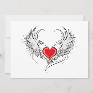 Cartes Pour Fêtes Annuelles Red Angel Coeur avec ailes