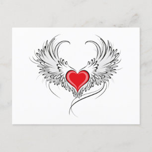 Cartes Pour Fêtes Annuelles Red Angel Coeur avec ailes