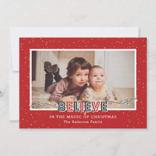 Cartes Pour Fêtes Annuelles Red Believe In the Magic Photo Christmas Cards