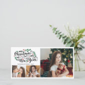 Cartes Pour Fêtes Annuelles Red Berries 3 Photo Joyeux Noël Bonne année (Debout devant)