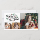 Cartes Pour Fêtes Annuelles Red Berries 3 Photo Joyeux Noël Bonne année (Devant)