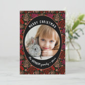 Cartes Pour Fêtes Annuelles Red Black One ligne art Noël Famille (Debout devant)