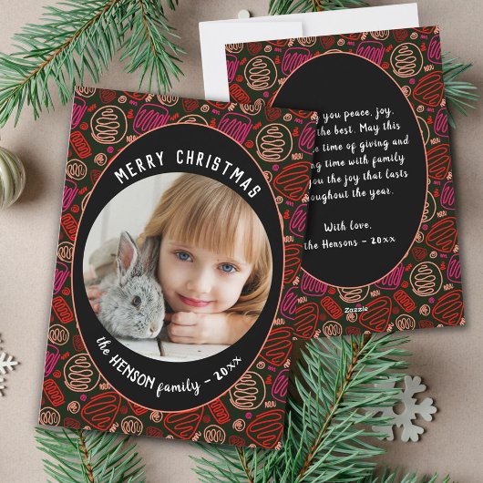 Cartes Pour Fêtes Annuelles Red Black One ligne art Noël Famille