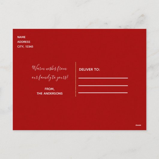 Cartes Pour Fêtes Annuelles Red Black Plaid & White Trees Rustic Holiday Photo (Dos)