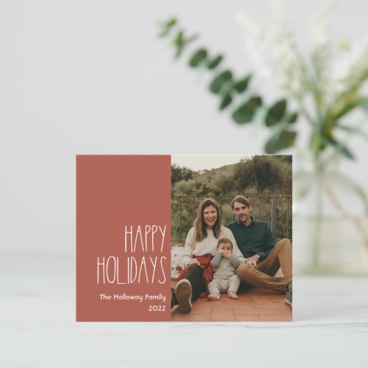 Cartes Pour Fêtes Annuelles Red Boho Polka Dot Joyeuses Vacances Simple Photo (Debout devant)