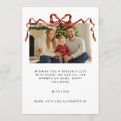 Cartes Pour Fêtes Annuelles Red Bow Christmas Photo (Dos)