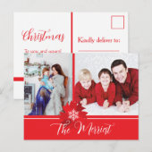 Cartes Pour Fêtes Annuelles Red Bow Holiday Postcard (Devant / Derrière)