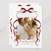 Cartes Pour Fêtes Annuelles Red Bow Photo Joyeux Arche de Noël (Devant / Derrière)