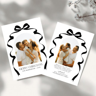 Cartes Pour Fêtes Annuelles Red Bow Photo Joyeux Arche de Noël