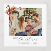 Cartes Pour Fêtes Annuelles Red Bow Square Christmas Photo (Devant)