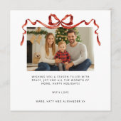 Cartes Pour Fêtes Annuelles Red Bow Square Christmas Photo (Dos)