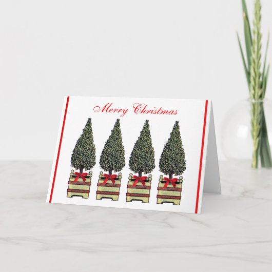 Cartes Pour Fêtes Annuelles Red Bow Topiary Christmas Tree élégant classique (Devant)