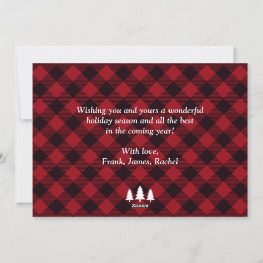 Cartes Pour Fêtes Annuelles Red Buffalo Check Plaid Joyeux et Bright Photo (Dos)