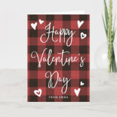 Cartes Pour Fêtes Annuelles Red Buffalo Plaid and Hearts Joyeux Valentines Day (Devant)