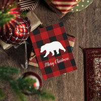 Red Buffalo Plaid & Bear | Nom personnel Cadeau