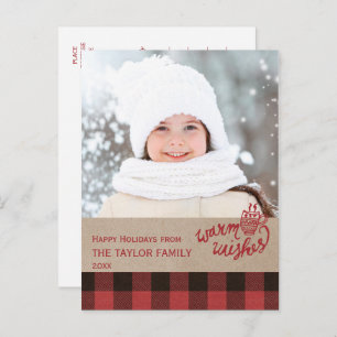 Cartes Pour Fêtes Annuelles Red Buffalo Plaid Christmas Photo