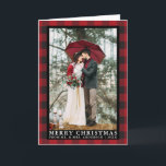 Cartes Pour Fêtes Annuelles Red Buffalo Plaid Mariage photo Plier Noël<br><div class="desc">Red Buffalo Plaid Mariage Photo Joyeux Noël Carte pliée</div>