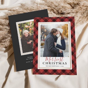 Cartes Pour Fêtes Annuelles Red Buffalo Plaid Merriest Christmas Photo