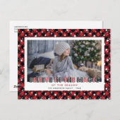 Cartes Pour Fêtes Annuelles Red Buffalo Plaid Neige Stars Croire Photo (Devant / Derrière)